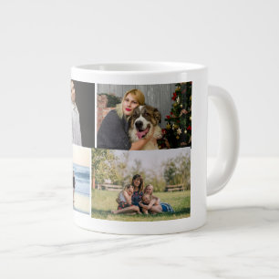  4 Familienfoto-Collage individuell Jumbo-Tasse