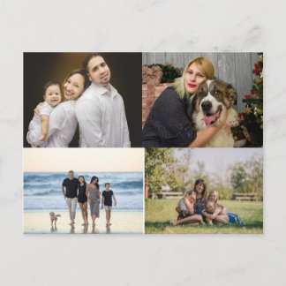 4 Familienfoto-Collage individuell Postkarte