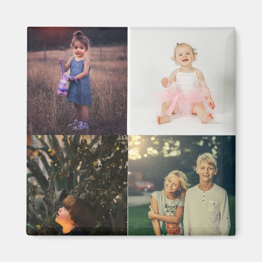 4 FamilienfotoCollage Custom Modern Magnet (Vorne)