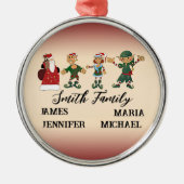 4 Familienmitglieder Weihnachten Tanz Elfen Santa Ornament Aus Metall (Vorne)