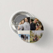 4 Family Photo Collage Custom Button (Vorne & Hinten)