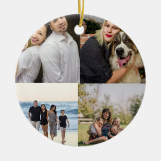  4 Family Photo Collage Custom Keramik Ornament