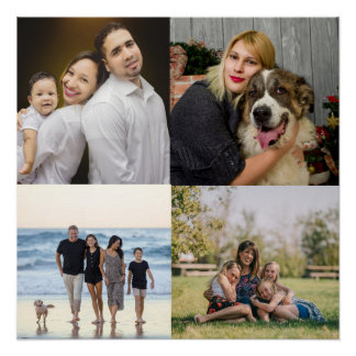  4 Family Photo Collage Custom Poster