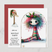 *~* 4 Fantasy Niedlich Sweet Woman Elf Sitzen Einladung (Vorne/Hinten)