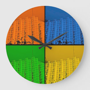 4 Farben Große Wanduhr
