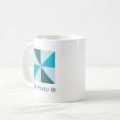 4-Farben-Pinwheel-Quiltblock mit benutzerdefiniert Kaffeetasse (Vorderseite Links)