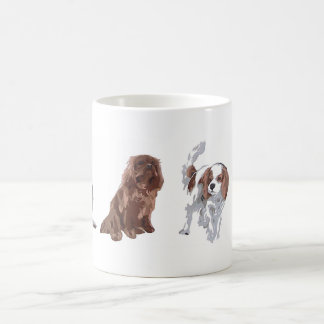 4 Farben unbekümmerten Königs Charles Spaniels. Kaffeetasse