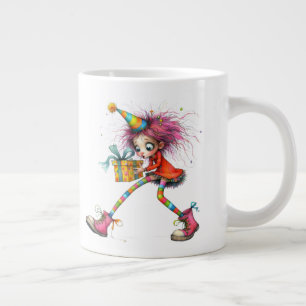 * 4 Farbige Whimsical Weihnachts Mädchen Geschenk Jumbo-Tasse
