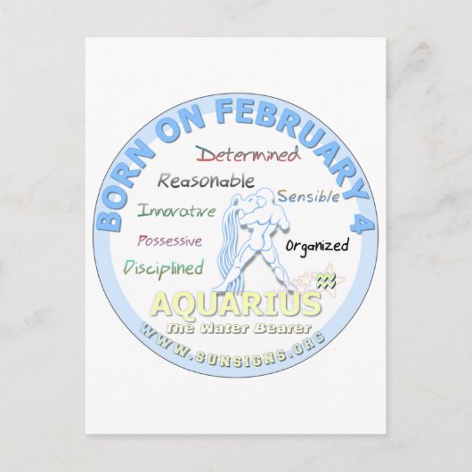 4. Februar Geburtstag - Aquarius Postkarte (Vorderseite)