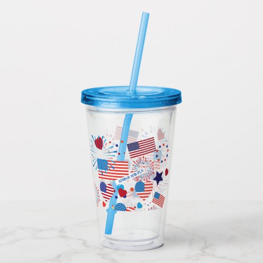 4. Flaggen-Herz-Flaggen-Feuerwerke Julis der Acryltrinkbecher (Rückseite)