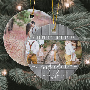 4 Foto 1. Weihnachten Verlobt Graue Imitate Holzru Keramik Ornament