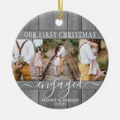 4 Foto 1. Weihnachten Verlobt Graue Imitate Holzru Keramik Ornament (Vorne)