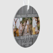 4 Foto 1. Weihnachten Verlobt Graue Imitate Holzru Ornament (Vorderseite)