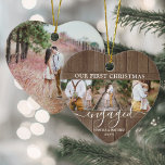 4 Foto 1. Weihnachten Verlobt Rustikale Imitate Ho Keramik Ornament<br><div class="desc">Feiern Sie den fröhlichen 1. Urlaub Ihrer Verlobung mit einem maßgeschneiderten 4-Foto "Unser erstes Weihnachtsfest Verlobt" Imitat Holz Keramik Ornament. Alle Texte und Bilder auf dieser Vorlage sind einfach zu personalisieren. (IMAGE PLACEMENT TIP: Eine einfache Möglichkeit, ein Foto genau so zu zentrieren, wie Sie es gewollt haben, ist es, es...</div>
