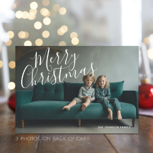 4 Foto (3 auf der Rückseite) Frohe Weihnachtskalli Feiertagskarte
