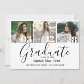 4 Foto Abschluss Collage Einfache moderne Schrift Ankündigung (Vorderseite)