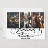 4 Foto Abschluss Collage Einfache moderne Schrift Ankündigung (Vorderseite)