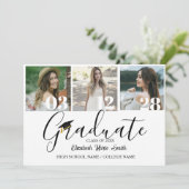 4 Foto Abschluss Collage Einfache moderne Schrift Einladung (Stehend Vorderseite)