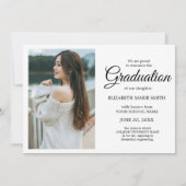 4 Foto Abschluss Collage Einfache moderne Schrift Einladung (Rückseite)