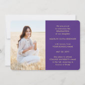 4 Foto Abschluss Collage Lila und Gold Script Ankündigung (Rückseite)