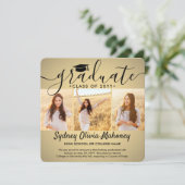 4 Foto Abschluss Collage Modern Gold Ombre Ankündigung (Stehend Vorderseite)