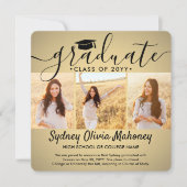 4 Foto Abschluss Collage Modern Gold Ombre Ankündigung (Vorderseite)