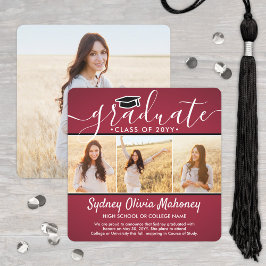 4 Foto Abschluss Collage Modern Red White Black Ankündigung