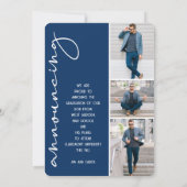 4 Foto Abschluss Collage Navy Blue Ankündigung (Rückseite)