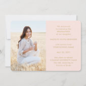 4 Foto Abschluss Collage Script Rosa Rosa Gold Ankündigung (Rückseite)