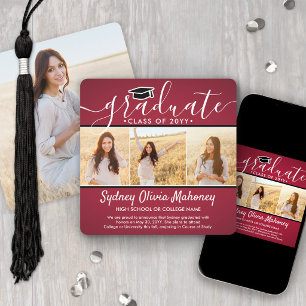 4 Foto-Abschlusscollage modern rot weiß schwarz Ankündigung