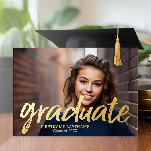 4 Foto Ankündigung Gold Foil Grad Einladung