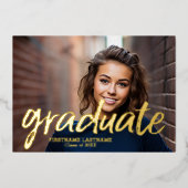 4 Foto Ankündigung Gold Foil Grad Einladung (Vorderseite)