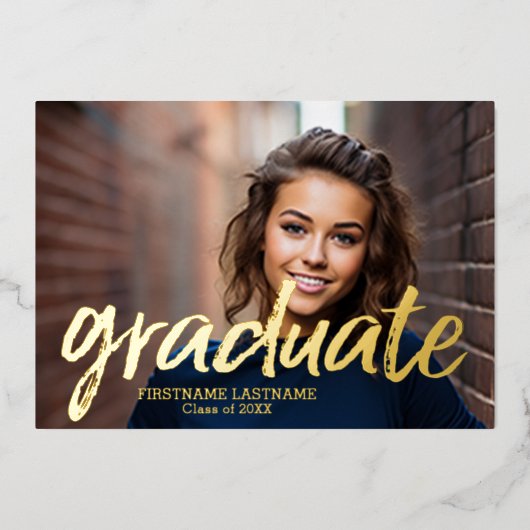 4 Foto Ankündigung Gold Foil Grad Einladung (Vorderseite)