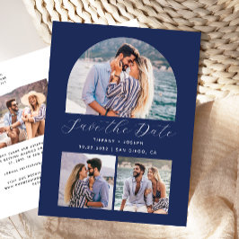 4 Foto Arch Navy Blue Save the Date Postkarte