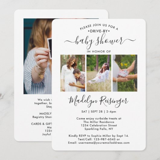 4 Foto Babydusche mit sozialer Distanz Einladung (Vorne/Hinten)