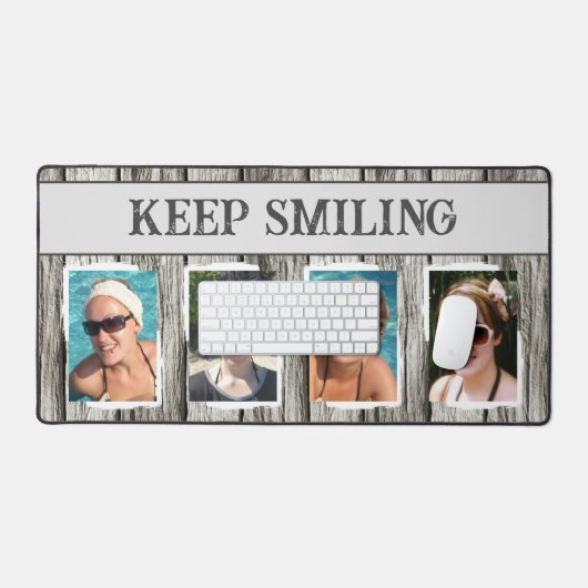 4 Foto behielt grauweiß lächelnd Schreibtischunterlage (Tastatur & Maus)