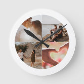 4 Foto Benutzerdefinierte Collage Personalisiert Runde Wanduhr (Vorderseite)