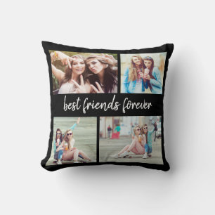 4 Foto Beste Freunde für immer Schwarz Kissen