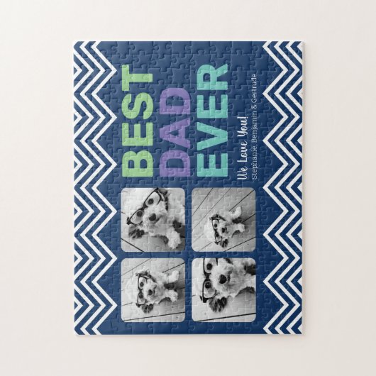4 Foto Bester Vater je - Whimsical Gruß Puzzle (Vertikal)