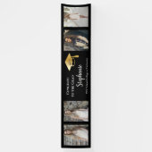 4 Foto Black Gold Glückwunsch Graduate Name School Banner (Vertikal)