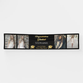 4 Foto Black Gold Glückwunsch Graduate Name School Banner