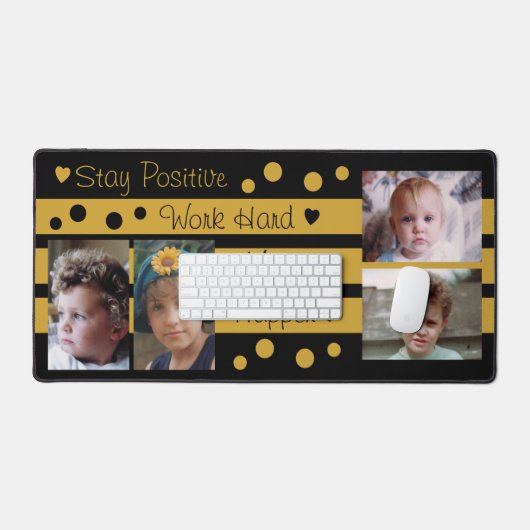 4 Foto bleibe Schwarz-Gold-Schreibtischmatte Schreibtischunterlage (Tastatur & Maus)