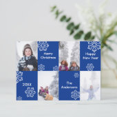 4 Foto Blue Background - 3x5 Weihnachtskarte Einladung (Stehend Vorderseite)