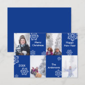 4 Foto Blue Background - 3x5 Weihnachtskarte Einladung (Vorne/Hinten)