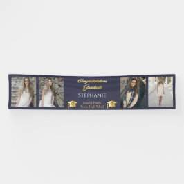4 Foto Blue Gold Glückwunschs Graduate Name School Banner
