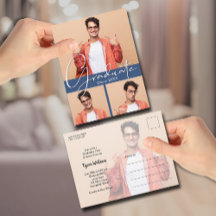 4 Foto Blue Graduation Party Einladung