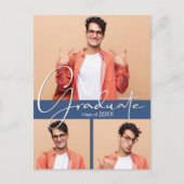 4 Foto Blue Graduation Party Einladung Postkarte (Vorderseite)