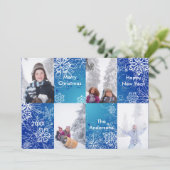 4 Foto Blue Snow Background - Weihnachtskarte Einladung (Stehend Vorderseite)