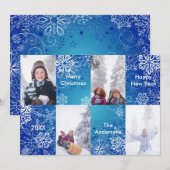 4 Foto Blue Snow Background - Weihnachtskarte Einladung (Vorne/Hinten)