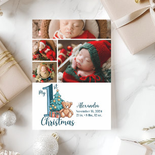4 Foto Blue Teddy Baby 1. Weihnachten